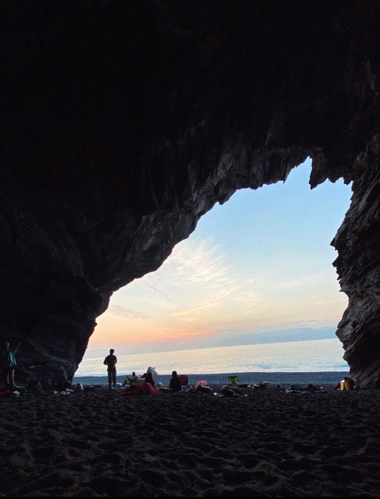 Nanao Beach caves, a large camping spot in Yilan, Taiwan.